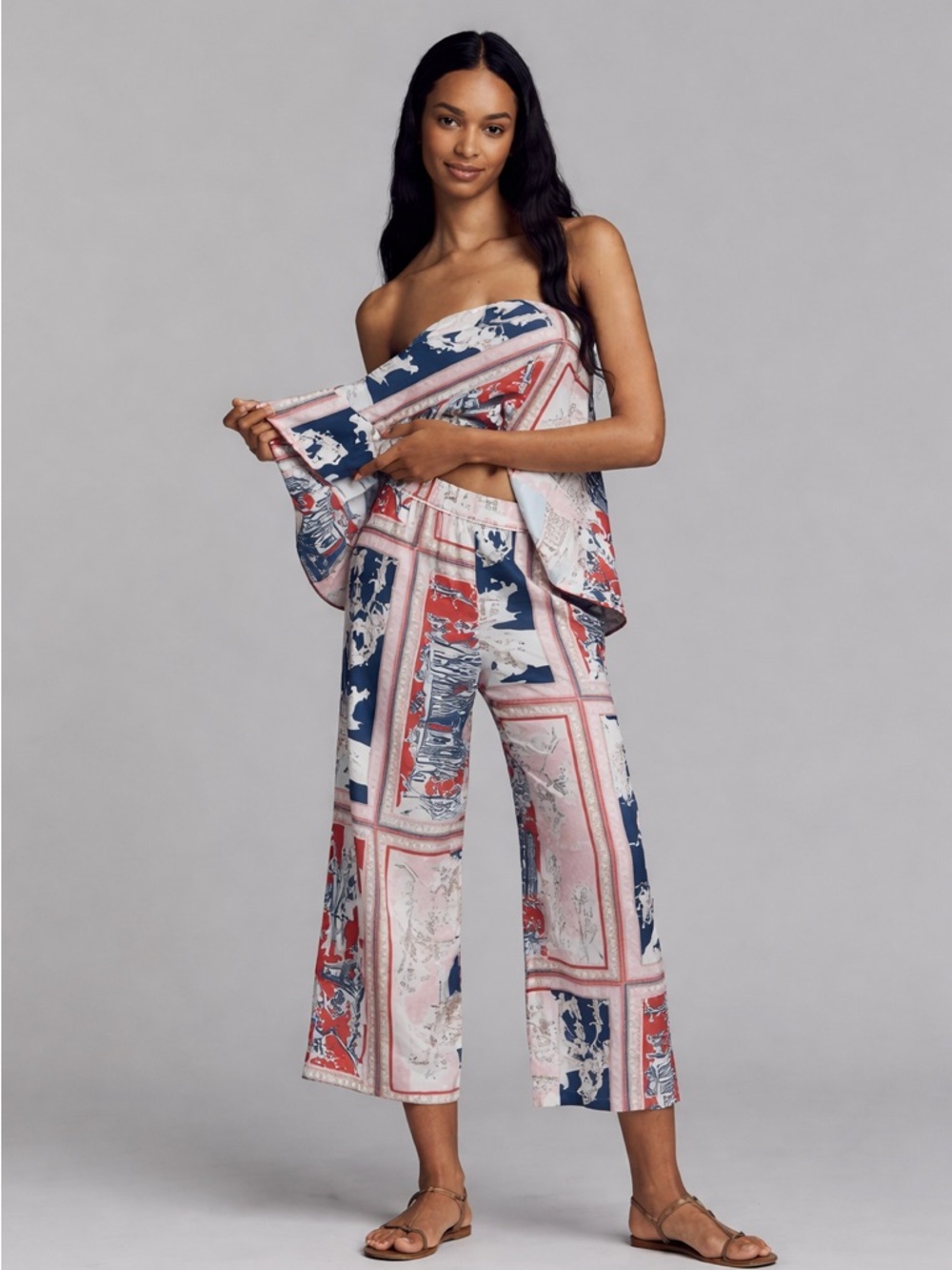 Anthropologie Maeve Brooklin Printed Wide-Leg Cropped Pull-On Pants 📌